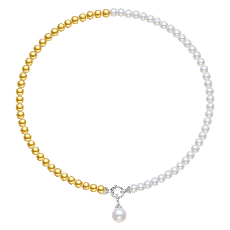 Silver Bi-Color Shell Pearl Necklace