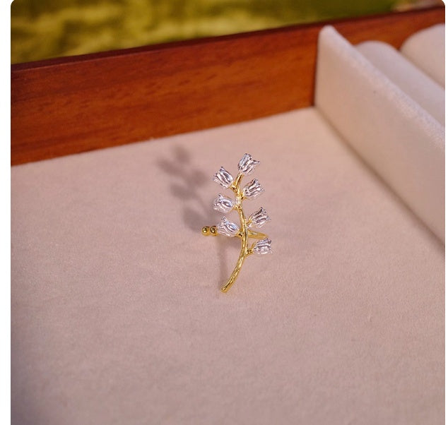 Elegant S925 Silver Linglan Flower Ear Clip