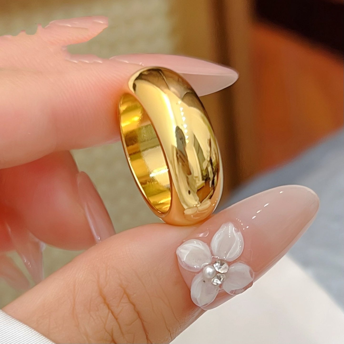 Alluvial Gold Wide Ring