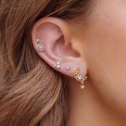 Star Moon Zircon Earrings