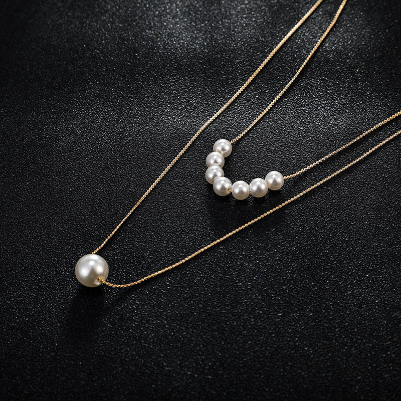 Double Pearl Fashion Necklace