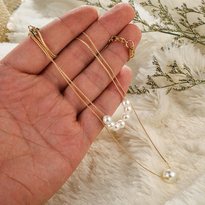 Double Pearl Fashion Necklace