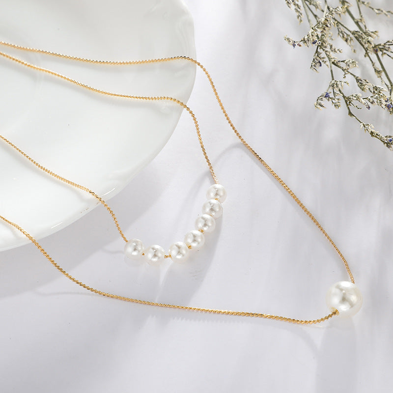 Double Pearl Fashion Necklace
