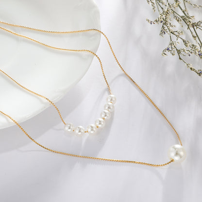 Double Pearl Fashion Necklace