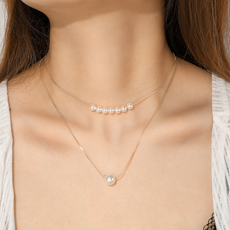 Double Pearl Fashion Necklace