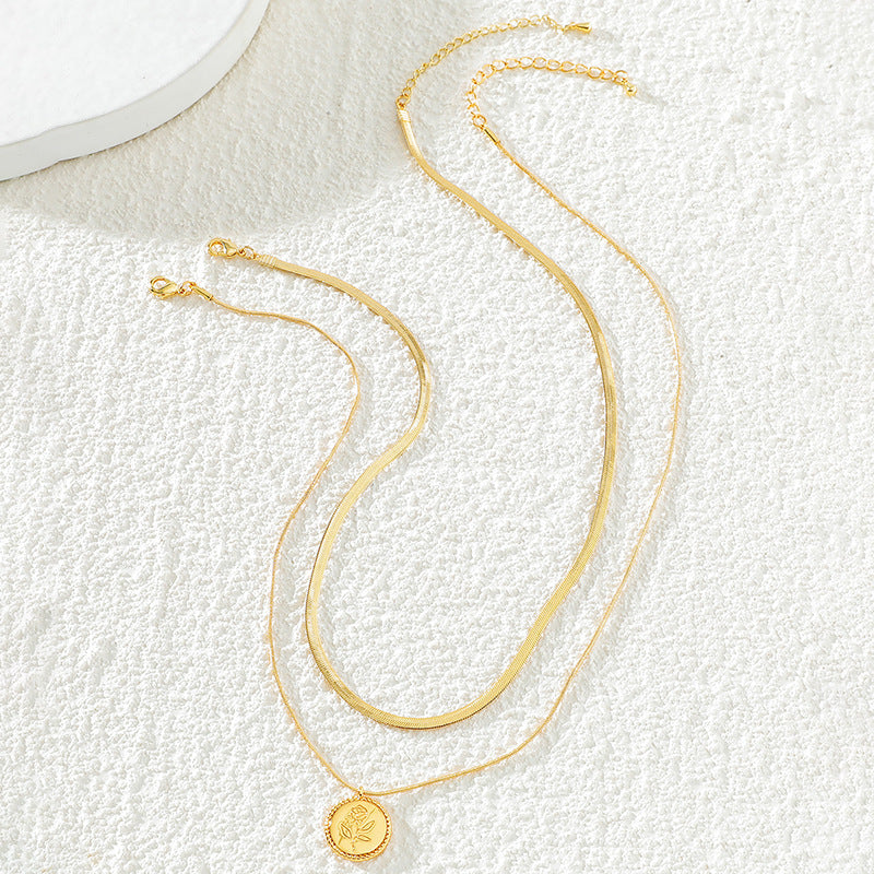 Twin Rose Gold Blade Chain Necklace