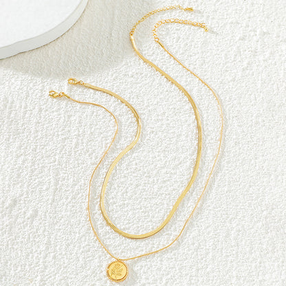 Twin Rose Gold Blade Chain Necklace