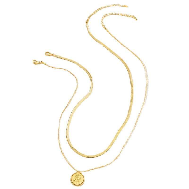 Twin Rose Gold Blade Chain Necklace