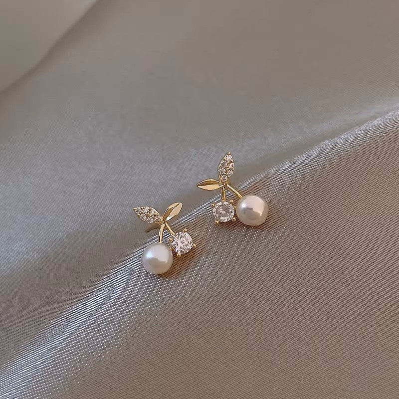 Cherry Pearl Stud Earrings