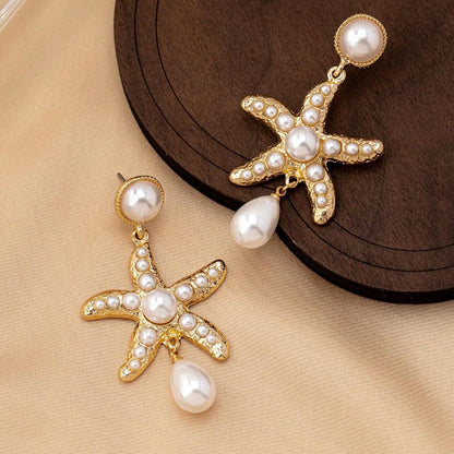 Luxury Pearl Starfish Earrings