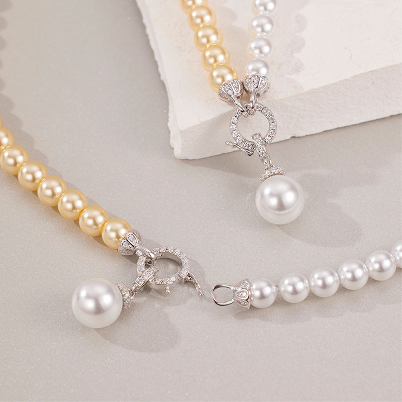Silver Bi-Color Shell Pearl Necklace