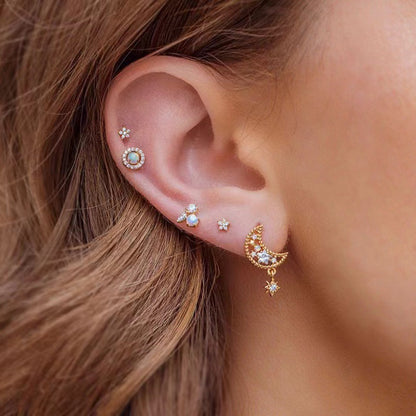 Star Moon Zircon Earrings