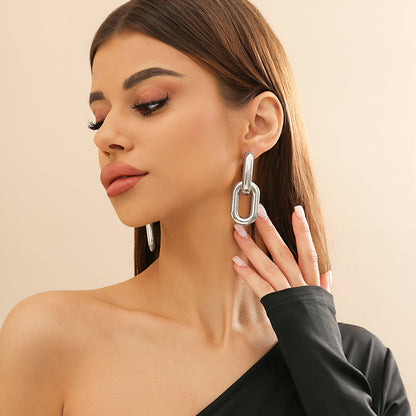 Thick Chain Geometric Earrings