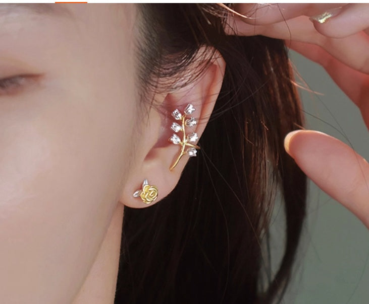 Elegant S925 Silver Linglan Flower Ear Clip