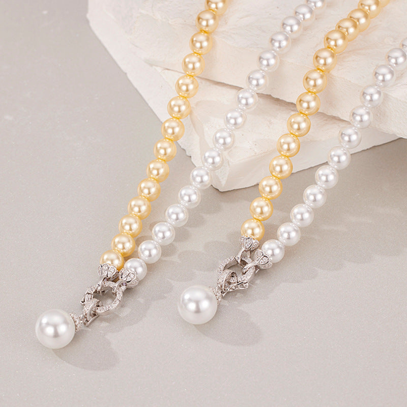 Silver Bi-Color Shell Pearl Necklace