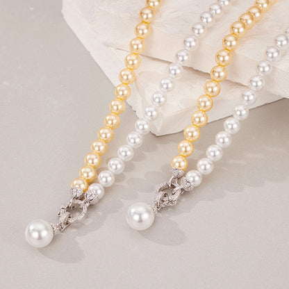 Silver Bi-Color Shell Pearl Necklace