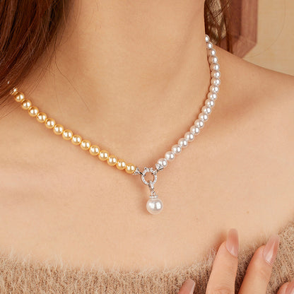 Silver Bi-Color Shell Pearl Necklace