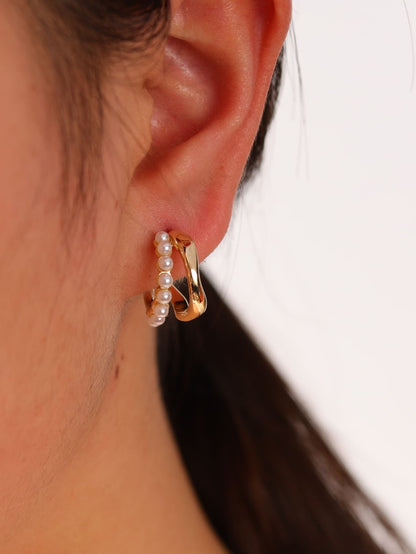 Pearl C-Shape Earrings