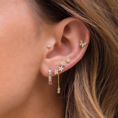 Star Moon Zircon Earrings