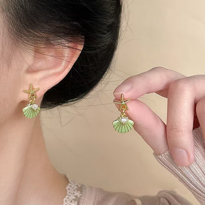 14K Starfish Shell Earrings