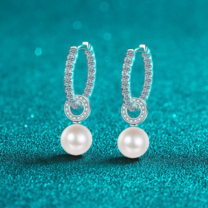 Pearl Moissanite Silver Earrings