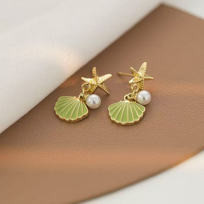 14K Starfish Shell Earrings