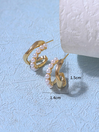 Pearl C-Shape Earrings