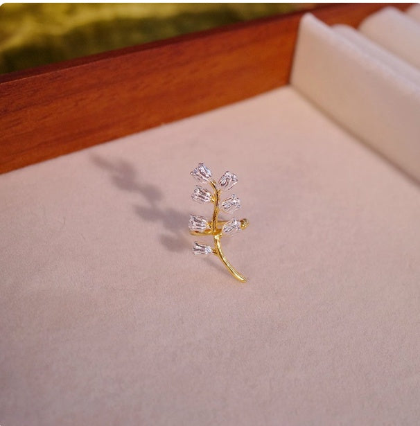 Elegant S925 Silver Linglan Flower Ear Clip