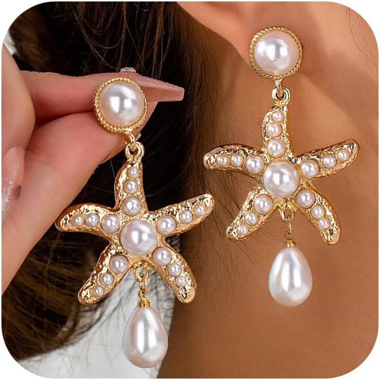 Luxury Pearl Starfish Earrings