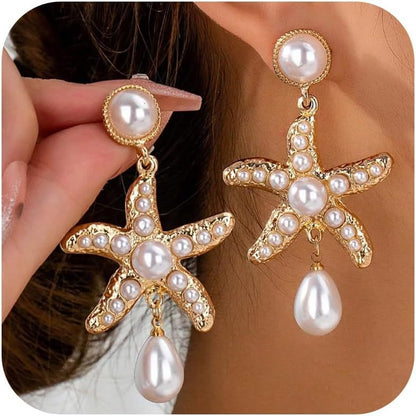 Luxury Pearl Starfish Earrings
