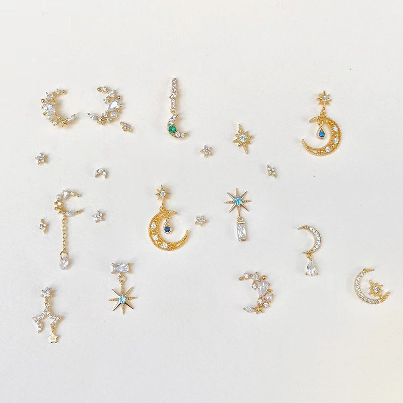 Star Moon Zircon Earrings