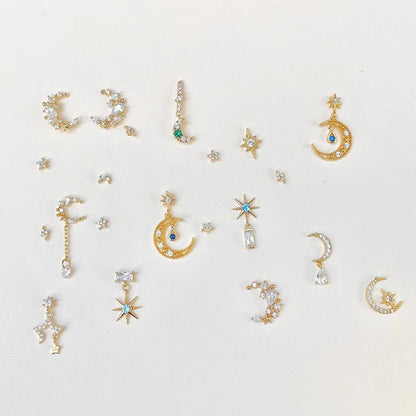 Star Moon Zircon Earrings
