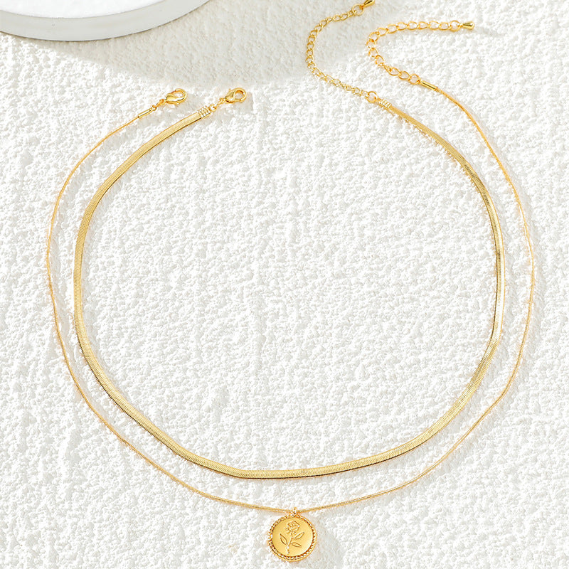 Twin Rose Gold Blade Chain Necklace