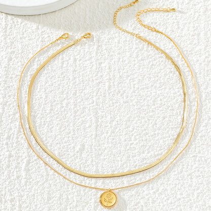 Twin Rose Gold Blade Chain Necklace