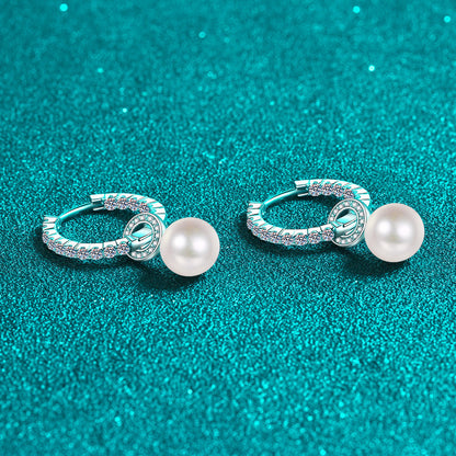 Pearl Moissanite Silver Earrings