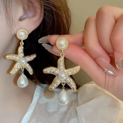 Luxury Pearl Starfish Earrings