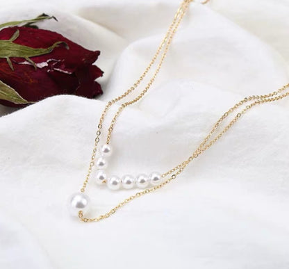 Double Pearl Fashion Necklace